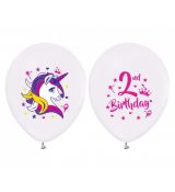 Balonky Jednorožec 2.narozeniny, 30 cm, 5 ks
