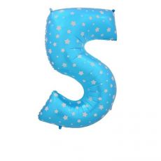 Fóliový balónek číslo 5 - modrý, 66 cm