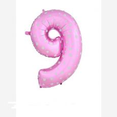 Fóliový balónek číslo 9 - růžový, 66 cm