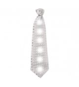 Párty kravata LED stříbrná, 30 cm