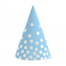 Čepice modré stříbrný puntík, 6 ks