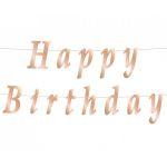 Banner Happy Birthday, rose gold, 200 x11 cm