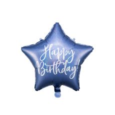 FB hvězda modrá Happy Birthday, 40 cm