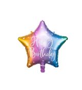 FB hvězda duhová Happy Birthday, 40 cm