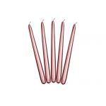 Kuželové svíčky, metalické, rose gold, 24 cm, 10 ks