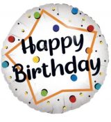 Fóliový balónek Happy Birthday bílý