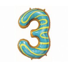 Fóliový balónek číslo 3 - Donut, 78 cm
