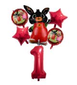 Balónkový set Bing, 1.narozeniny, 6 ks, červený