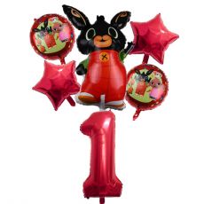 Balónkový set Bing, 1.narozeniny, 6 ks, červený