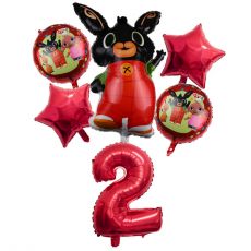 Balónkový set Bing, 2.narozeniny, 6 ks, červený