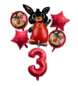 Balónkový set Bing, 3.narozeniny, 6 ks, červený