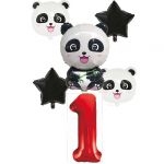 Balónkový set Panda 1.narozeniny, 6 ks