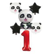 Balónkový set Panda 1.narozeniny, 6 ks