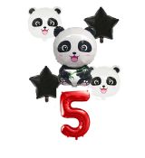 Balónkový set Panda 5.narozeniny, 6 ks