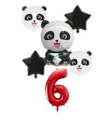 Balónkový set Panda 6.narozeniny, 6 ks