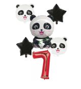 Balónkový set Panda 7.narozeniny, 6 ks