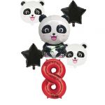 Balónkový set Panda 8.narozeniny, 6 ks