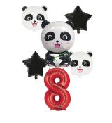 Balónkový set Panda 8.narozeniny, 6 ks