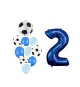 Balónkový set Fotbal, modrý, 2.narozeniny, 11 ks