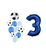 Balónkový set Fotbal, modrý, 3.narozeniny, 11 ks