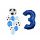 Balónkový set Fotbal, modrý, 3.narozeniny, 11 ks