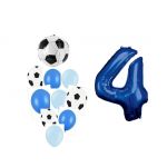 Balónkový set Fotbal, modrý, 4.narozeniny, 11 ks