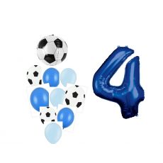 Balónkový set Fotbal, modrý, 4.narozeniny, 11 ks