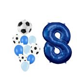 Balónkový set Fotbal, modrý, 8.narozeniny, 11 ks