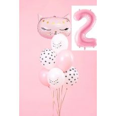 Balónkový set Kočka, 2.narozeniny, 8 ks