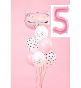 Balónkový set Kočka, 5.narozeniny, 8 ks