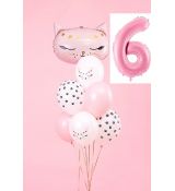 Balónkový set Kočka, 6.narozeniny, 8 ks