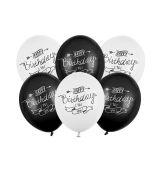 Balónek HB bílá/černá 30 cm, 6 ks