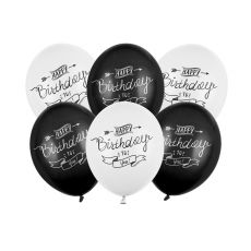Balónek HB bílá/černá 30 cm, 6 ks