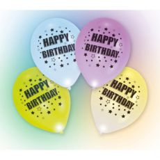 LED balónky Happy Birthday mix 4 ks, 28 cm