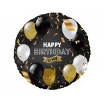 Fóliový balónek Happy Birthday to You, černý, 45 cm