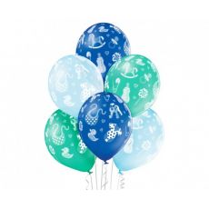 Balónek Baby Boy, modrá zelená, 30 cm, 6 ks