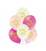 Balónek Baby Girl, růžová bílá, 30 cm,6 ks