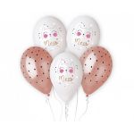 Balonky Kočka, bílá rose-gold, 33 cm, 5 ks