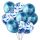Balónky 10 ks mix - modré konfety a metalické Happy Birthday