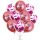 Balónky 10 ks mix - růžové konfety a metalické happy birthday