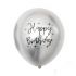 Balónek metalický stříbrný Happy Birthday, 30 cm, 5 ks