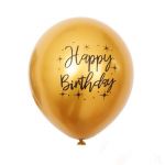 Balónek metalický zlatý Happy Birthday, 30 cm, 5 ks