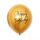 Balónek metalický zlatý Happy Birthday, 30 cm, 5 ks