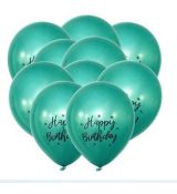 Balónek metalický zelený Happy Birthday, 30 cm, 5 ks