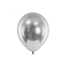 Balónek platina stříbrný 30 cm, 10 ks