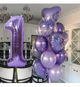 Balónkový set 1.narozeniny, fialový, 13 ks