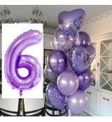 Balónkový set 6.narozeniny, fialový, 13 ks