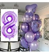 Balónkový set 8.narozeniny, fialový, 13 ks
