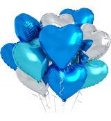 Fóliové srdce modro-stříbrné , 10 ks
