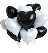 Fóliové srdce bílo-černé, 10 ks